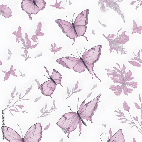 seamless pattern with butterflies, wallpaper, fabric , AI generated