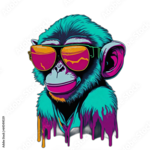 Cool and chilled monkey with sunglasses. Beautiful illustration of cute animal  ideal for stickers or digital profile pictures. © Image Wizard
