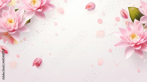  a pink background with pink flowers and water drops on it. generative ai