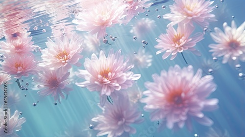  a bunch of pink flowers floating in a pool of water.  generative ai © Shanti