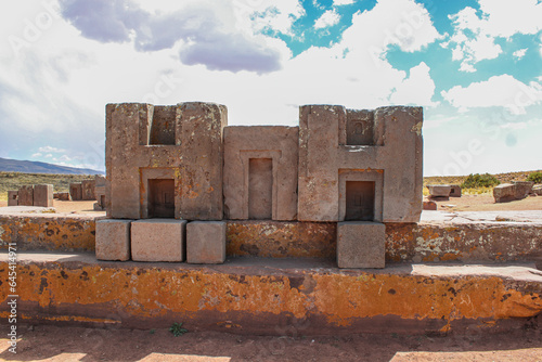 the perfectly carved stones at the archaeological site of puma punku, in tihuanaco - Bolivia photo