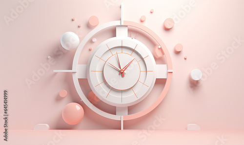 3Dクラフト　時計のイラスト背景