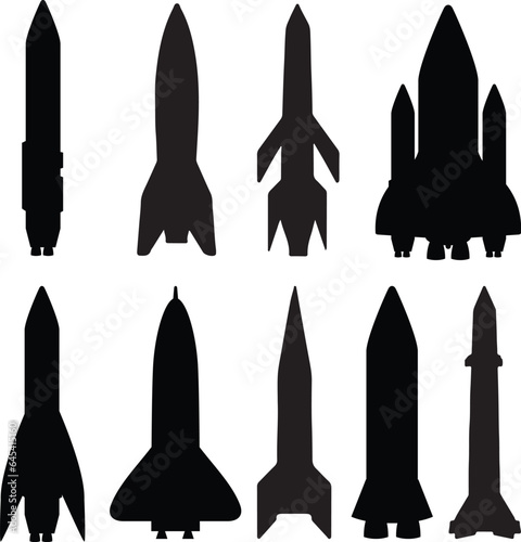 Space Rocket Silhouette Vector Pack