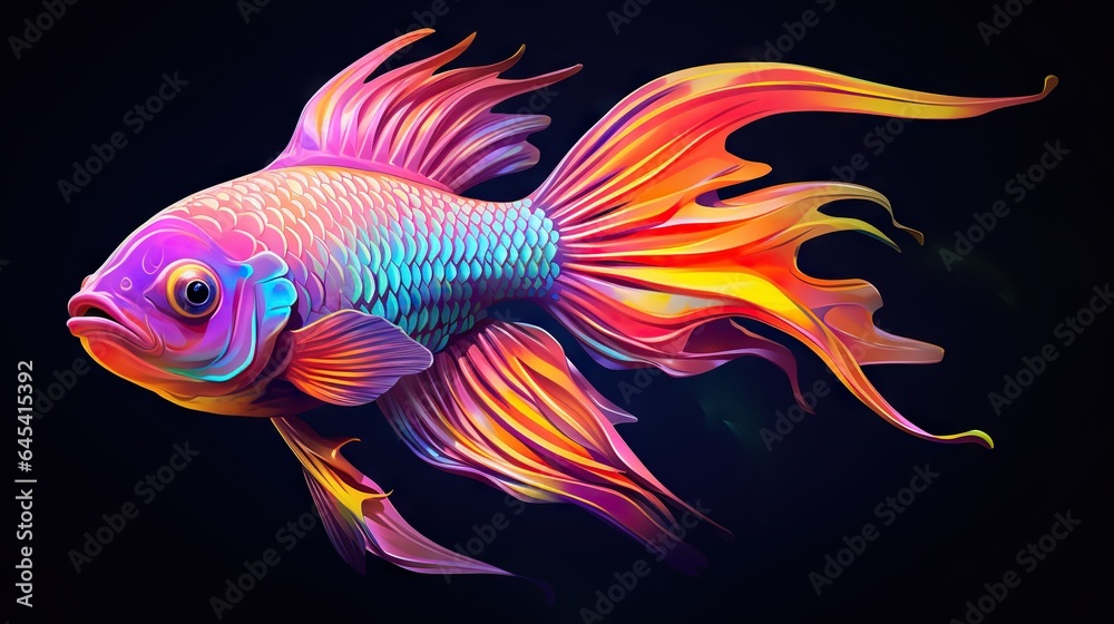 a colorful fish with a black background and a black background. generative ai a colorful fish with a black background and a black background. generative ai