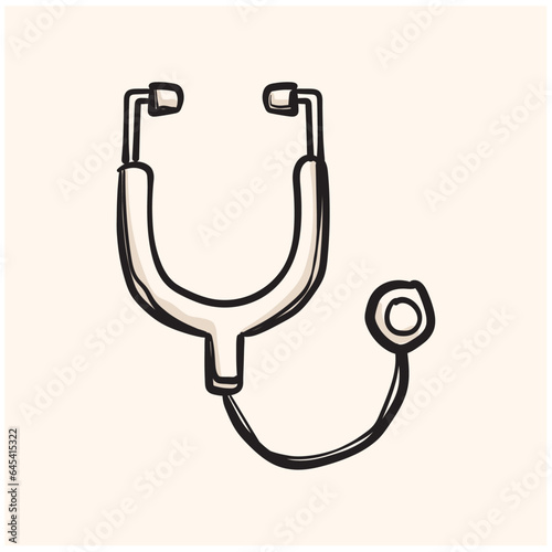 Modern stethoscope doodle. High quality doodles. Stethoscope doodle in modern line style.