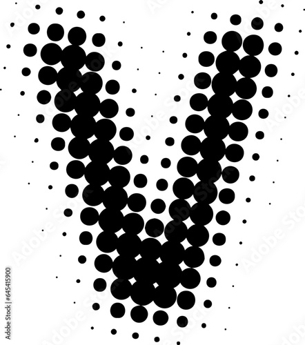 Letter V uppercase halftone effect display font.