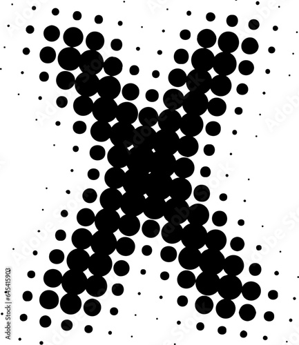 Letter X uppercase halftone effect display font.