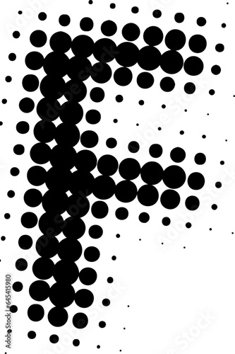 Letter F uppercase halftone effect display font.