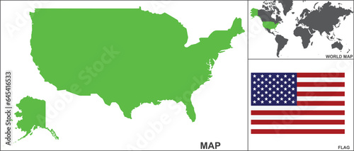 USA map and flag. vector