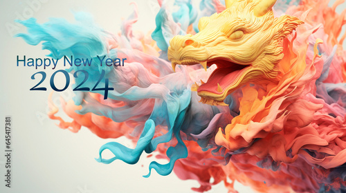 Dragon in dynamic movements. Symbol of New Year photo