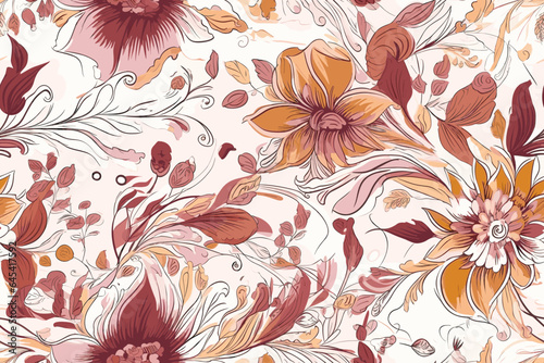Vector art painting illustration flower pattern. textile, ornamental, ornate, hand-drawn, drapery, curl, watercolor, trendy, painting, repeat, fancy, elements, diverse, deco, stain
