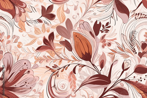 Vector art painting illustration flower pattern. textile, ornamental, ornate, hand-drawn, drapery, curl, watercolor, trendy, painting, repeat, fancy, elements, diverse, deco, stain