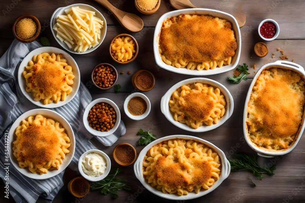 A perfect image of a plate of creamy and cheesy baked macaroni and cheese - AI Generative A perfect image of a plate of creamy and cheesy baked macaroni and cheese - AI Generative