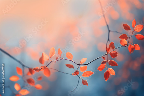 Soft and Dreamy Atmospheric Fall Thanksgiving Nature Background with Copy Space