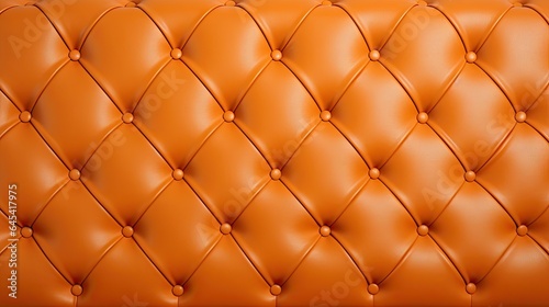  an orange leather upholstered headboard with buttons on it.  generative ai