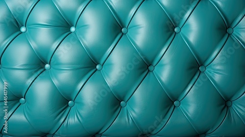  a close up of a green leather upholstered chair. generative ai