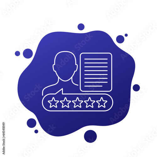 employee recruiting and candidate rating icon, line vector