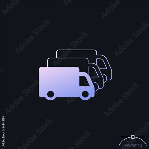 car fleet vector icon with vans