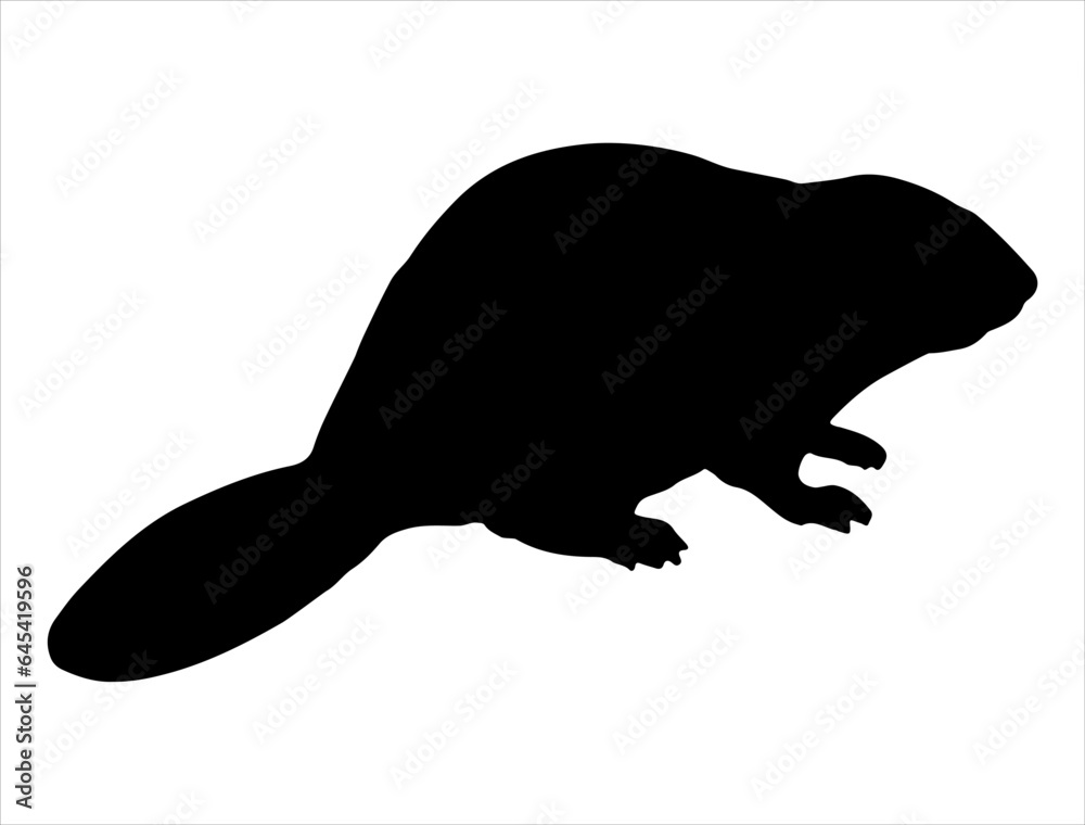 Beaver silhouette vector art white background Beaver silhouette vector art white background