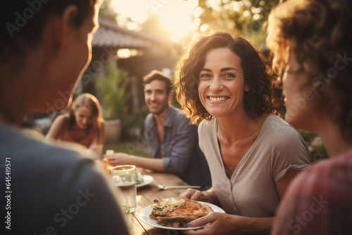 Friends celebrate success and togetherness at a luxurious outdoor bar  toasting with champagne on a summer night filled with laughter and happiness