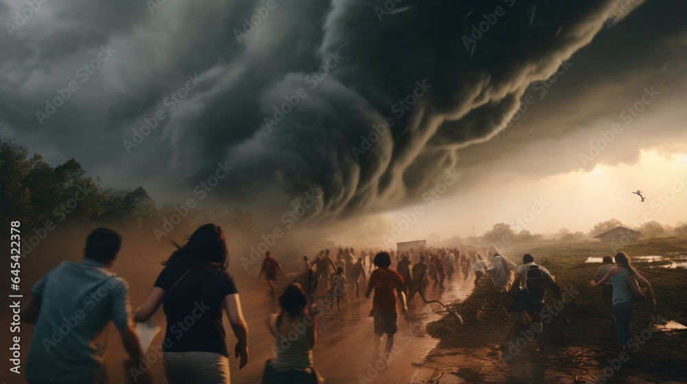 Escape Amidst Nature's Fury: Terrifying Tornado Chases People in Thrilling Pursuit.