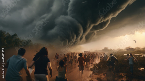 Escape Amidst Nature's Fury: Terrifying Tornado Chases People in Thrilling Pursuit.