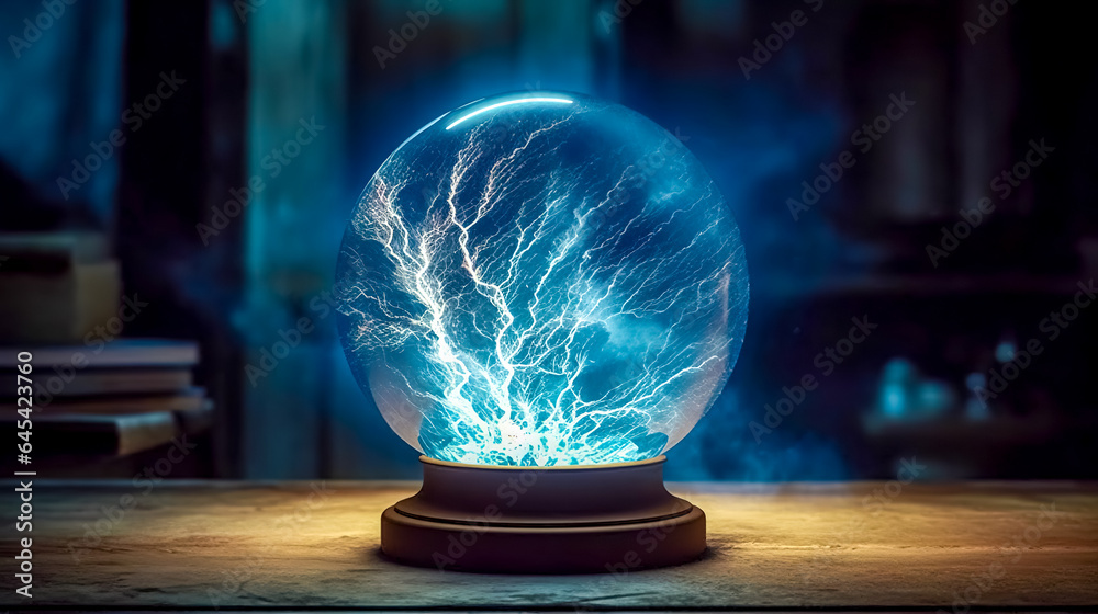 magic fortune teller ball with spark of energy - obrazy, fototapety, plakaty 