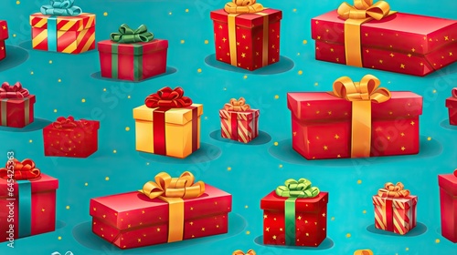  a bunch of wrapped presents sitting on top of a blue surface. generative ai