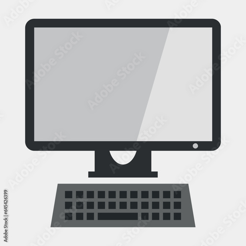 Icon of a monitor with a keyboard. Vector on a gray background.