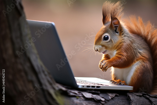 squirrel using laptop