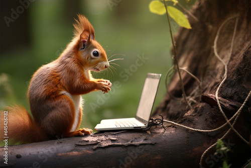 squirrel using laptop