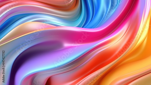 Abstract twisted organic 3D background with iridescent gradient. Generative ai