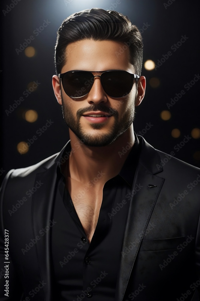 Fototapeta premium Studio portrait of serious gangster. close-up image of handsome men