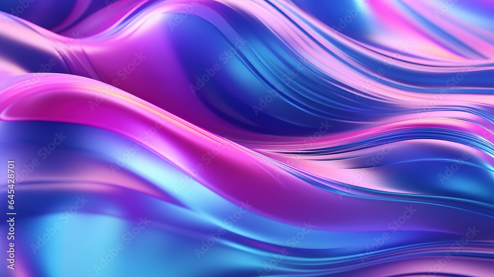 Abstract fluid 3d render iridescent holographic curved wave. Generative ai Abstract fluid 3d render iridescent holographic curved wave. Generative ai