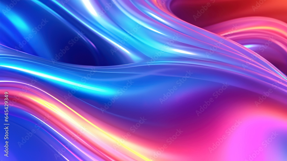 Abstract 3d render iridescent neon holographic twisted wave in motion. Generative ai Abstract 3d render iridescent neon holographic twisted wave in motion. Generative ai