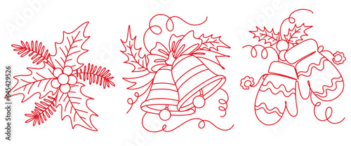 Christmas line art style element design