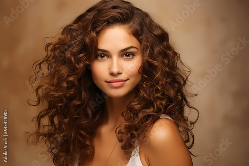 Generative AI portrait picture of young attractive multinational female with volume afro curls