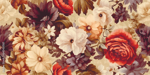 Elegant Seamless Pattern with Cute beautiful botanical plants Flowers. Pretty Texture in Country Style for Cloth, Textile, Wallpaper, background for fashion prints. Spring bouquet