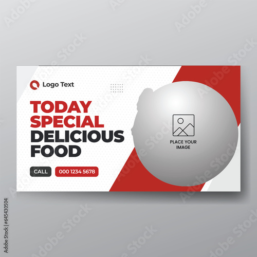 youtube video thumbnail or web banner template for food vlog and restaurant business, Food thumbnail.