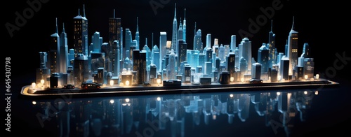 Wallpaper Mural A cityscape at night with illuminated skyscrapers Torontodigital.ca