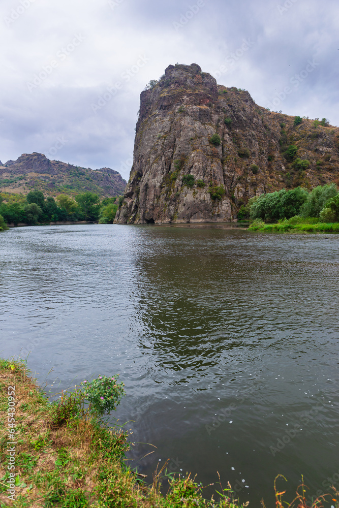 Fabulous view of Peg Stone rocky landscape with canyon and Dzoraget river