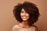 Generative AI picture of young attractive woman beauty model with stunning afro curls hairstyle