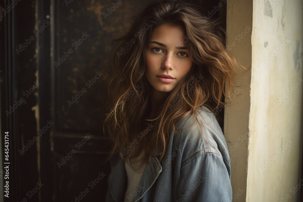 Generated by AI modern technology picture of lovely charming girl female walking outside smiling looking at the camera Generated by AI modern technology picture of lovely charming girl female walking outside smiling looking at the camera