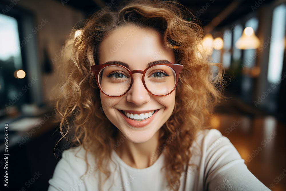 Generative AI concept photography of smiling cheerful girl student having fun shooting enjoying break free time Generative AI concept photography of smiling cheerful girl student having fun shooting enjoying break free time