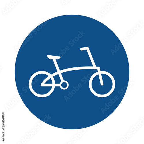 Vector image of the bike path icon in a blue circle. Bicycle parking sign. EPS10