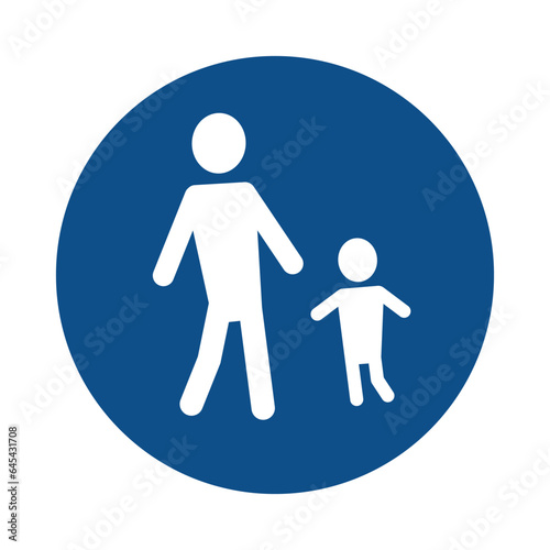 Vector image of a parent and child holding hands. Icon for the school district. EPS10