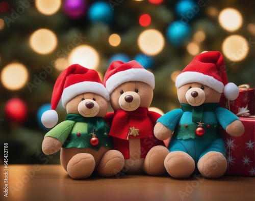 Festive and Fluffy Captivating Christmas themed Plush Toys. AI Generated.