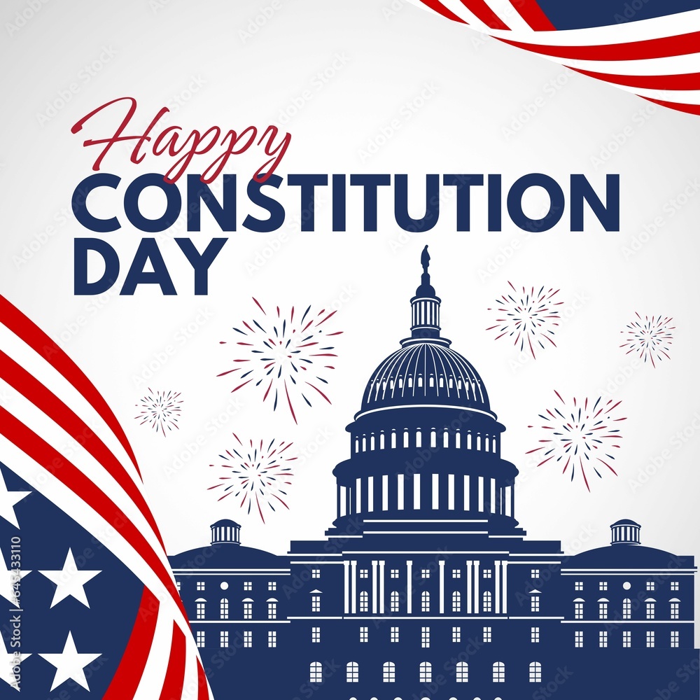 Premium Vector | Happy constitution day united states vector illustration with american waving flag background