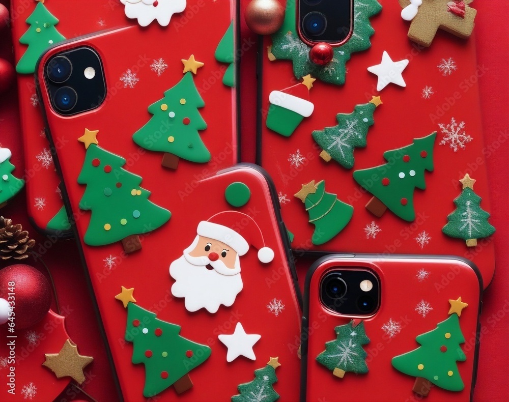 Christmas Themed Phone Cases Stylish Festive Accessories. AI Generated.