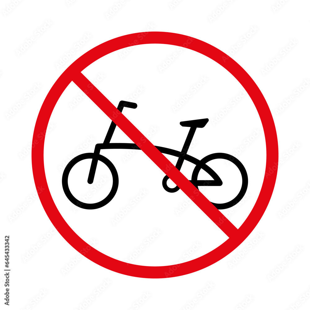 The icon prohibits cycling. The icon of the prohibition of cycling on the territory. EPS10 The icon prohibits cycling. The icon of the prohibition of cycling on the territory. EPS10